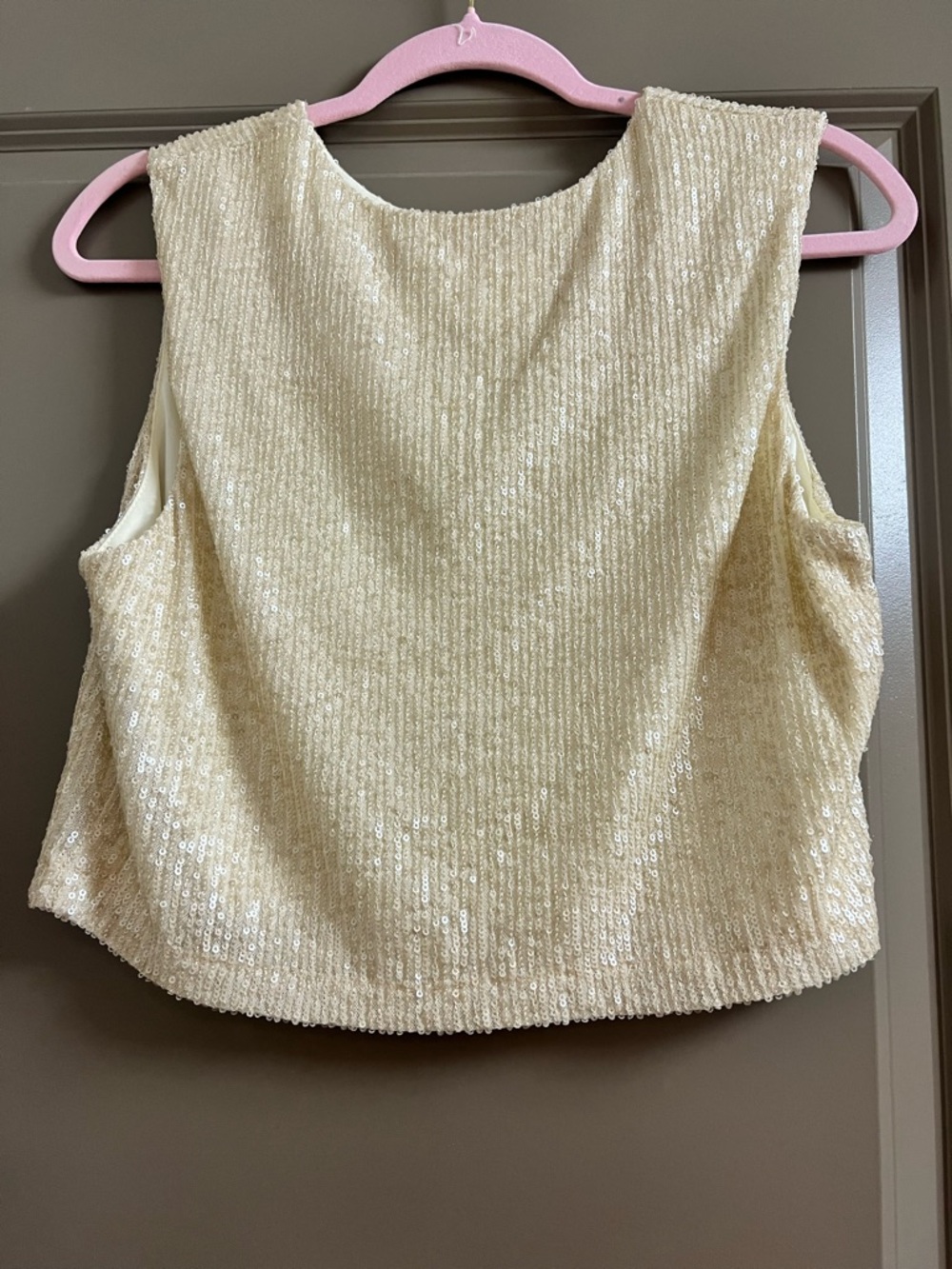 The Noli Shop Sequin Sleeveless Top - Champagne Large - Picture 3 of 4